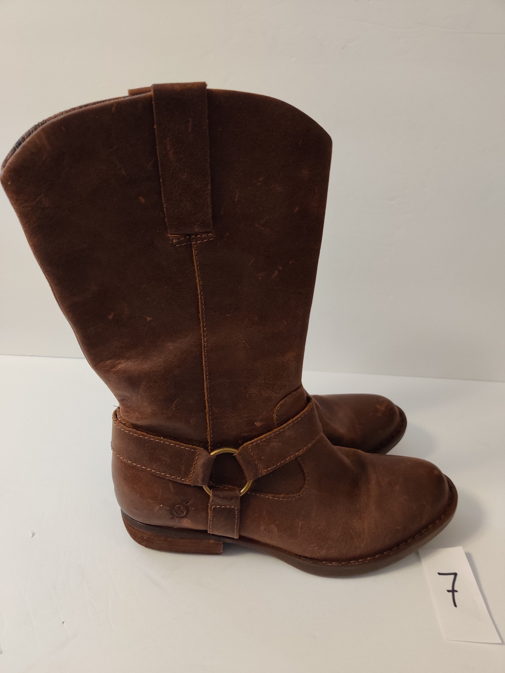 Born Handmade Brown Leather Harness Boots 6